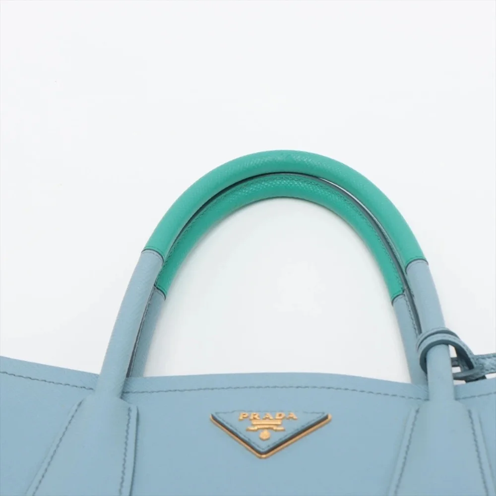 Rare! NEW! Prada Saffiano Cuir Double Handle Medium Tote Aqua TIFFANY BABY BLUE - Picture 7 of 16
